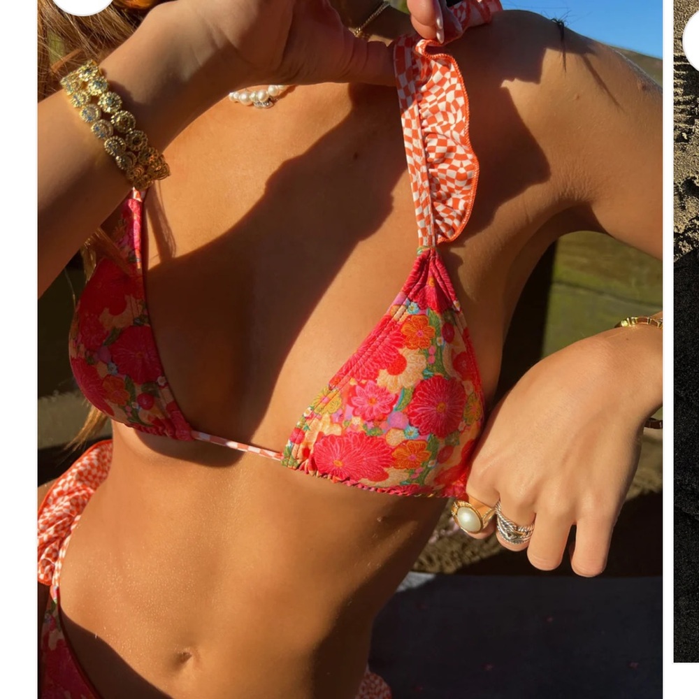 Floral Pink Bikini Top Citrus Kiss